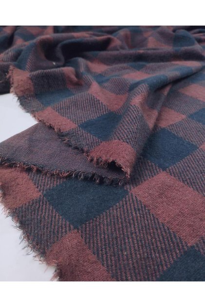 Navy Blue Burgundy Checkered Jacquard Knitted Width: 145 cm