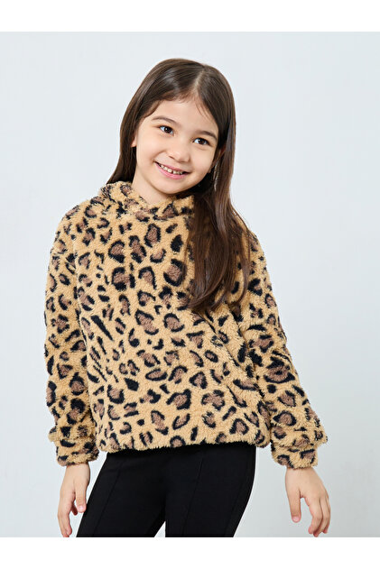 Animal Print Faux Fur Hoodie