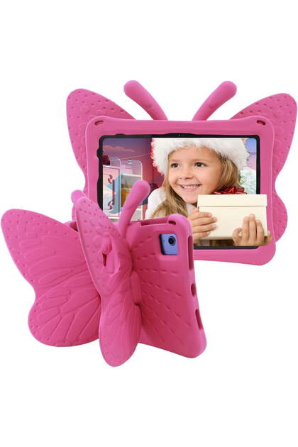 Cute Butterfly Kids Case for Apple iPad (A16) 11th Gen 11" (2025) & 10th Gen 10.9" (2022) - Pink