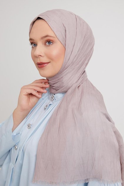 K.Beige Pleated Cotton Shawl