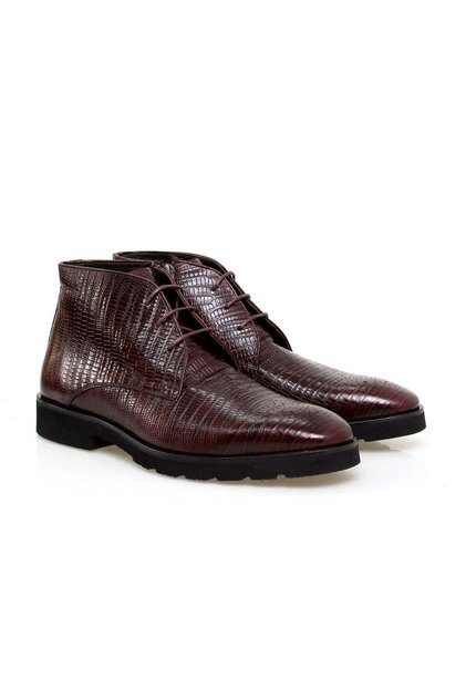 Brown Lace-Up Genuine Leather Men's Boots