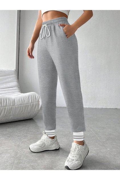 Grey Plain Cuffed Joggers