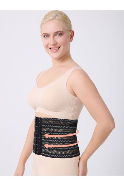 Norma Uzun Model Desenli Hava Alabilen Beli Toparlayan Sıkılaştıran Lateks Korse Siyah Renk