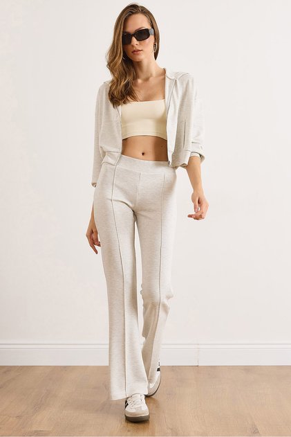 Women's Snow Melange Modal Soft Touch Spanish Pants with Keyhole Stitch Detail Pnt-19000378