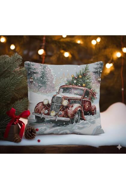 New Year's Red Car Jacquard Woven Tapette Decorative Cushion 45*45