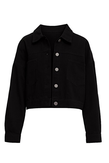 Trend Alaçatı Stili Black Crop Denim Jacket Alc-X3631-Rv- Trendyol