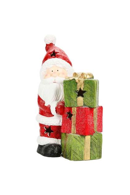 Hediye Kutusu Taşıyan Noel Baba Dekoratif Biblo 40 cm