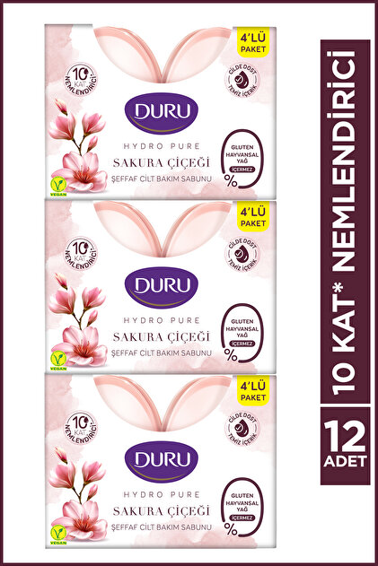 Hydro Pure Sakura Çiçeği 12 Adet Şeffaf Cilt Bakım Sabunu 12x135 Gr