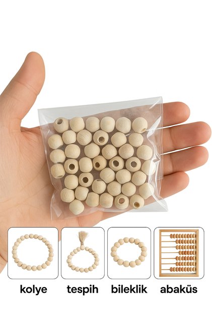 Ahşap 10 mm Ham Boncuk ( 50 Adet)