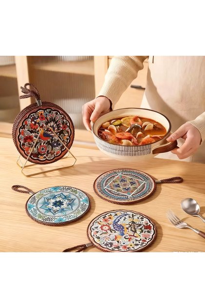 Kitchen Life-Bohemian style coaster/ ceramic decoration