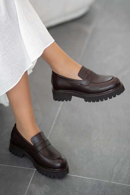 Pantofi Mocasini Avalin din piele naturală maro