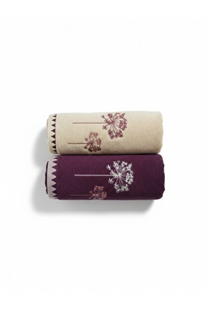 Erba Seca 2-Piece Embroidered Boxed Towel Set – 100% Cotton, Soft and Stylish 50×90 cm
