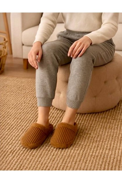 Women's House Slippers Plush Atom Model Silent Sole Plush Fluffy House Slippers Dowry Slippers