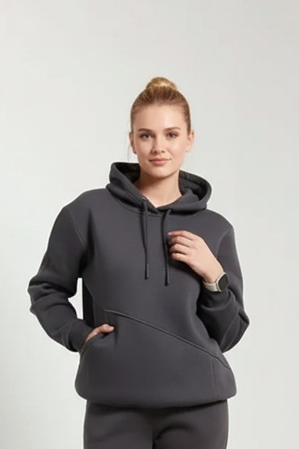 Women's Cut Pocket 3-Thread Puff Soft (Fleece Lined) Hooded Sweatshirt - Oversize Original Cut