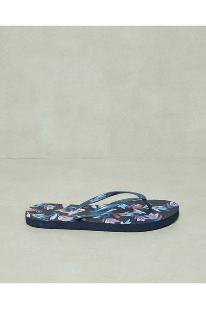Women Navy Floral Print Flip Flop