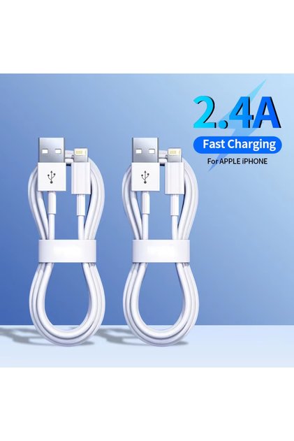 كابل USB Lightning مكون من قطعتين، سلك شحن سريع، خط بيانات لهاتف Iphone 14 Pro 13 12 11 X 8 7 6 5 SE