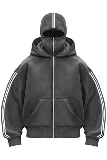 【niii様】baserange TIER HOODED WRAP Edizen Oversize Maskeli Kapüşonlu Sweatshirt Hoodie 2025 %100