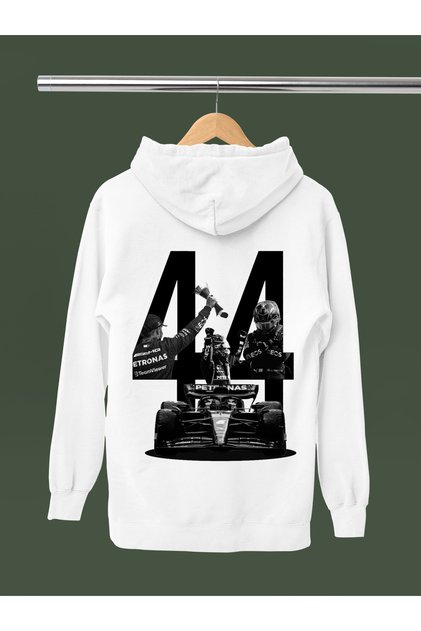 Lewis Hamilton Printed Cotton Long Sleeve Ribbed 3 Thread Hooded F1 Sweatshirt