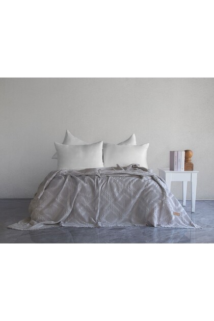 Carro 100% Cotton Waffle Double Bedspread & Pique 240X260 cm Gray