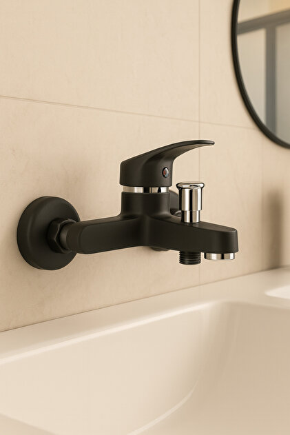 Siyah Mix Banyo Duş Sıcak Soğuk Girişli Garantili Kaliteli Banyo Bataryası Fırsat