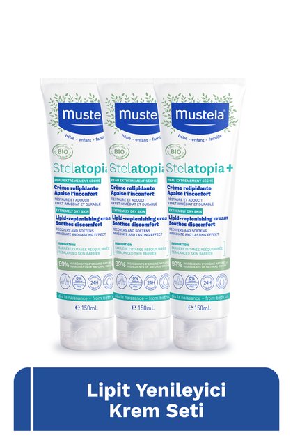 Stelatopia+ Lipit Yenileyici Krem 150 ml 3'lü Set Organik Sertifikalı Çok Kuru ve Atopiye Eğilimli