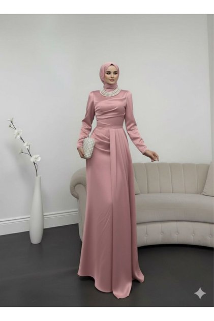 Women's Side Cape Pearl Necklace Evening Dress