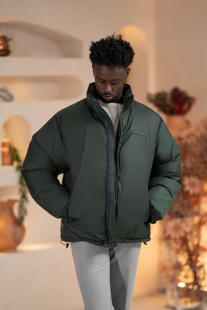 Oversized (Loose Cut) Mock Neck Zipper Closure Inflatable Jacket