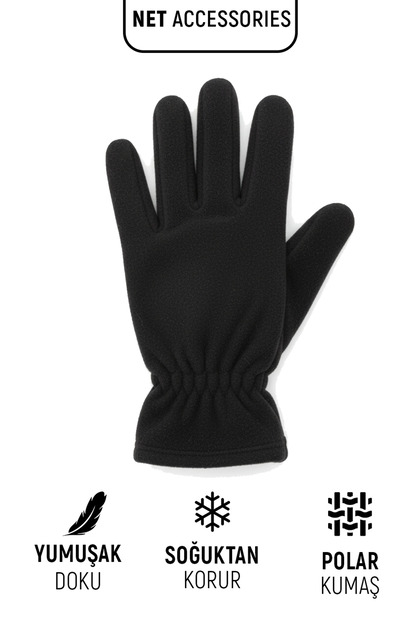 Black Men's Thermal Fleece Gloves Cotton Winter Cold-Proof