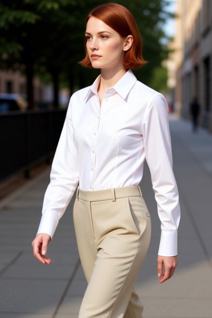 Women's Classic Poplin Woven Long Sleeve Shirt Office Casual Comfort Elegant Design Functional Stylish