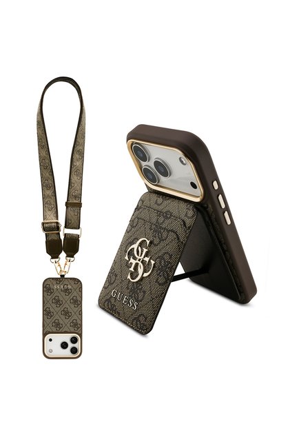 iPhone 17 Pro Compatible Case Licensed M-Safeli Cover with Strap and 4g Logo Card Holder Brown