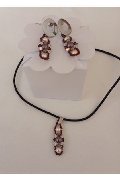 Σετ κοσμημάτων με κρύσταλλα Swarovski από μπορντό (χειροποίητο)