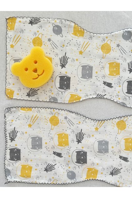 2-Pack 100% Cotton Organic Colored Muslin Baby Shoulder Cover / Shoulder Diaper Wipes / Bath Sponge Gift