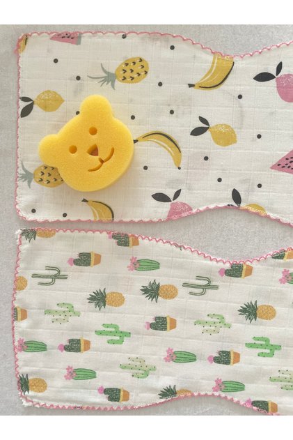 2-Pack 100% Cotton Organic Colored Muslin Baby Shoulder Cover / Shoulder Diaper Wipes / Bath Sponge Gift