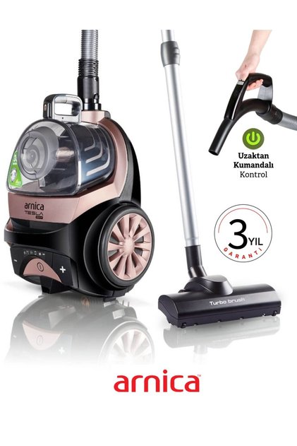 Turbo Başlıklı Kumandalı Torbasız Süpürge HEPA 13 Alerjik Filtreli Ultra Sessiz-Tartı Hediyeli