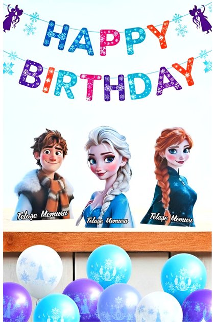 Elsa Table Top Board Set (3 Pieces) - Birthday Party and Cake Decoration Thick Paper Printing