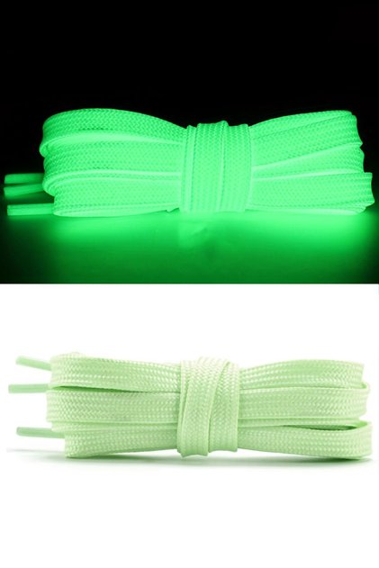 Phosphorescent Neon Green 7 mm Thick 1 Pair of Flat Sports Shoe Laces