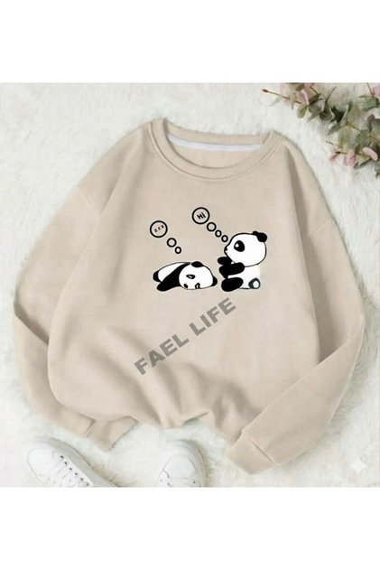 Oversized Zero Necklace Crop Top Cotton Lazy Panda Printed