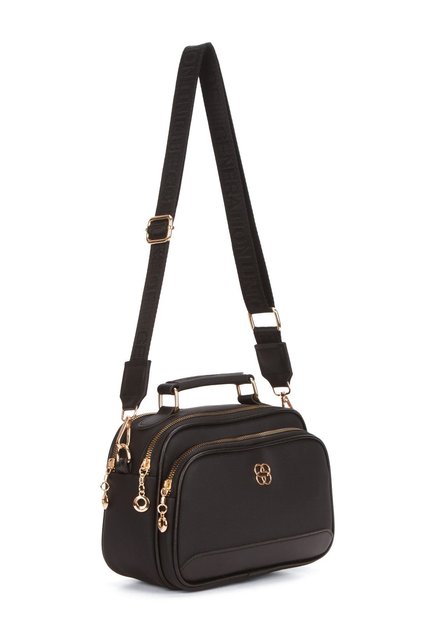 Women's Fabric Long Handle and Shoulder Bag – Black