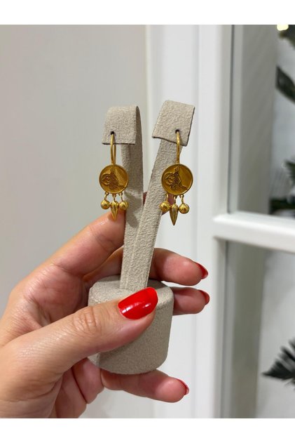 Kadın Gümüş Doricalı Tuğralı Küpe