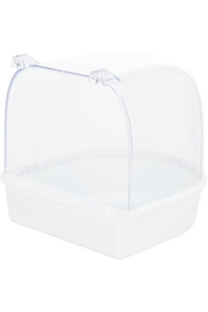 Baie pentru păsări acoperită, plastic, semicirculară, 15x13x13 cm, diverse culori