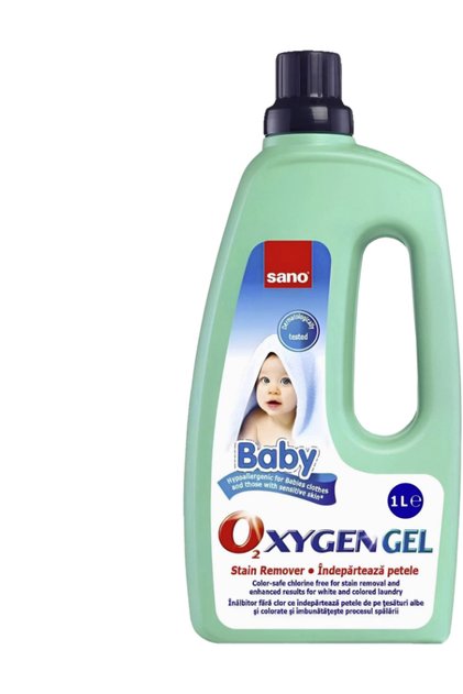 Solutie pentru pete dificile rufe copii SANO Oxygen Gel Baby, 1 L