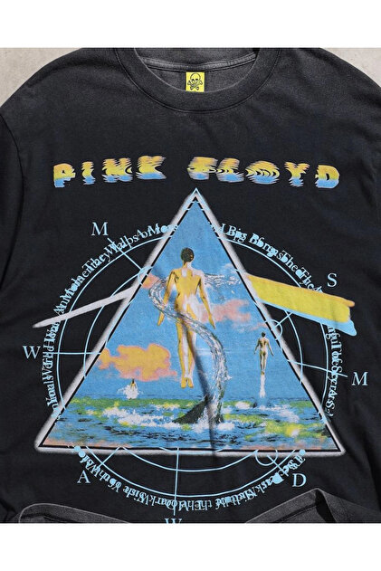ミュージシャン 1982 Pink Floyd DSM T shirt Overdrive Pink Floyd Pusula/Dark Side of the Moon Vintage Yıkamalı