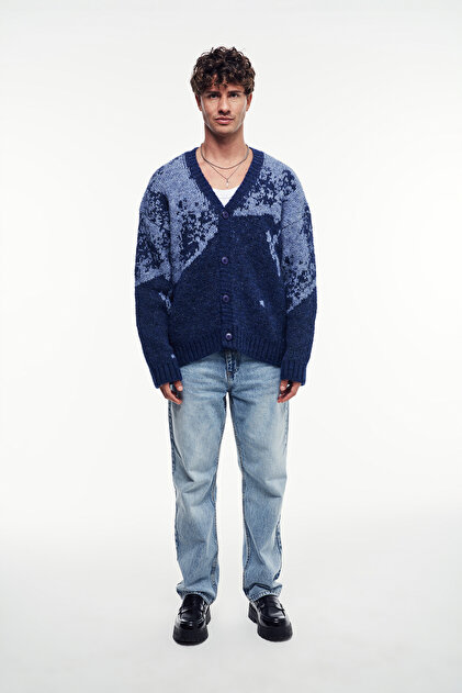 V-Neck Soft Textured Oversized Cardigan