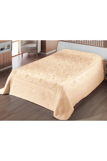 Pırıltı Embos Vizon Battaniye 220X240 Kutulu Bej-Gold