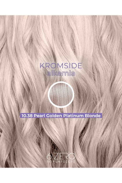 Vopsea de păr permanentă profesională Kromside Alkemia, blond platinat auriu perlat 10.38 - 100 m