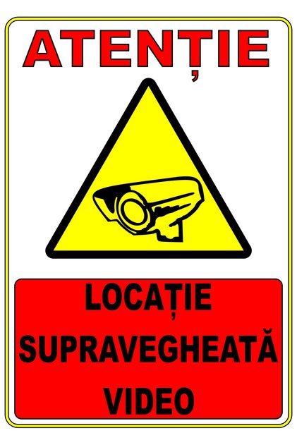 Autocolant “Atenție! Locație supravegheată video”
