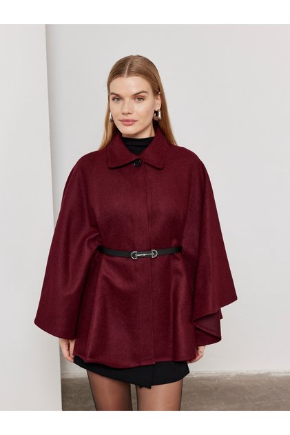 Burgunderroter Oversize-Poncho / Hijab-Tunika - Sevde Ugur