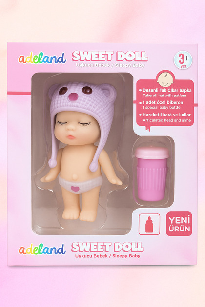 Adel Adeland Sweet Doll Uykucu Bebek 10 cm – Kutu 14×10×5 cm (Lila