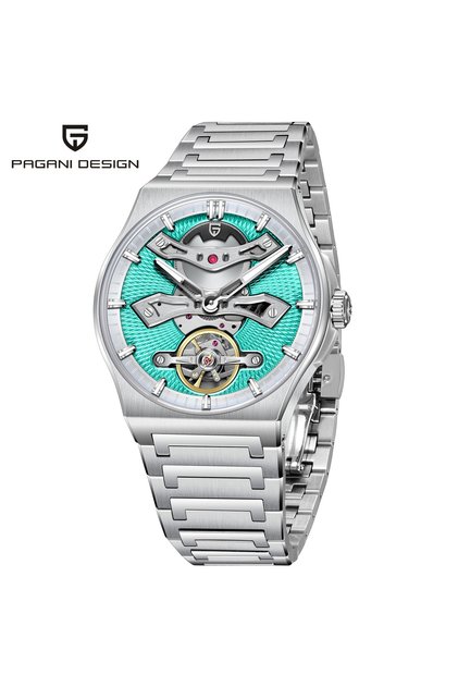 PD-YS028 42MM 100M Su Geçirmez, İskelet Otomatik Safir Kristal Işıkl Full Çelik Lüks Erkek Kol Saati