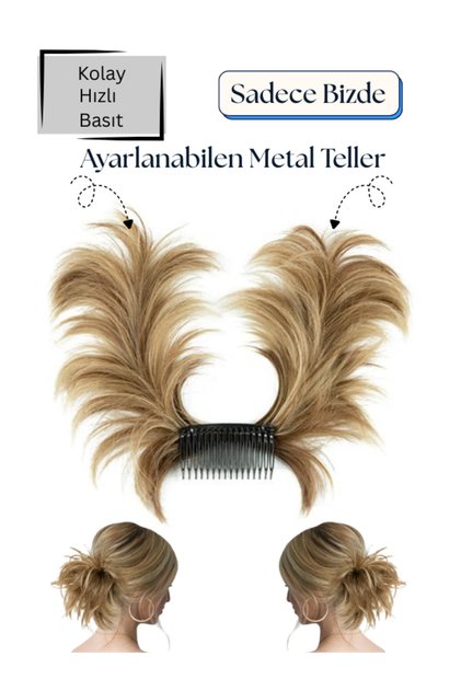 Kızıldan Küllü Sarıya Karışık Telli Tokalı Topuz 45/55 Gram Kolay Ayarlanabilen Teller